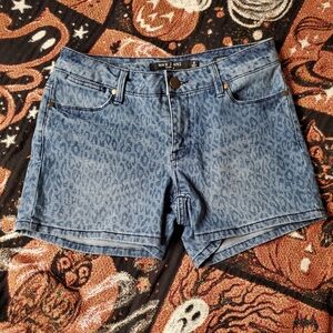 Leopard Print Denim Shorts